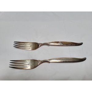 Set of 2 Dinner Forks - 1847 Rogers Bros IS Flair Silver-plate Flatware 7 1/2"